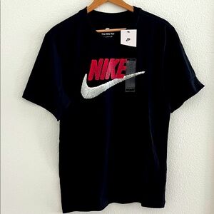 Nike Men's Black Tee with Red and White Logo